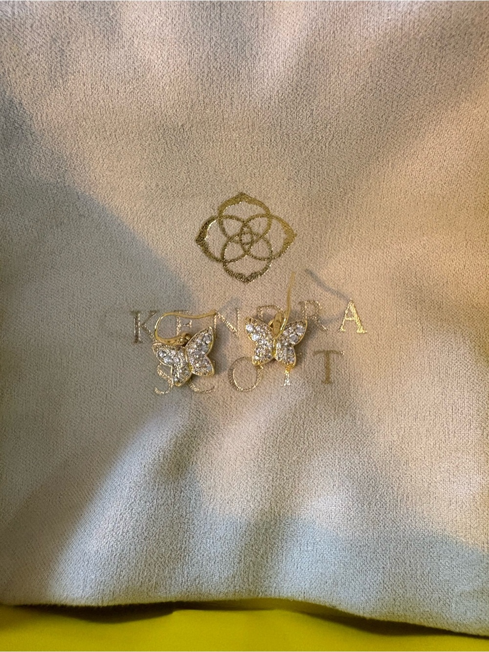 Kendra Scott Gold Butterfly Stud Earrings - White Crystal Pave